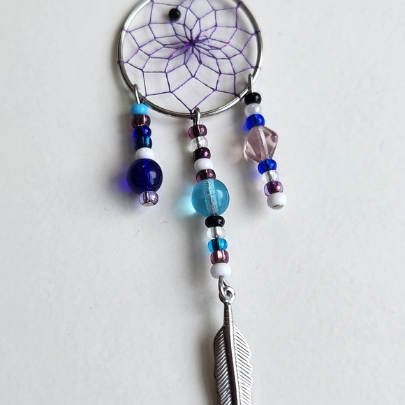 Purple and Silver Dreamcatcher Necklace - Picture 3 of 5